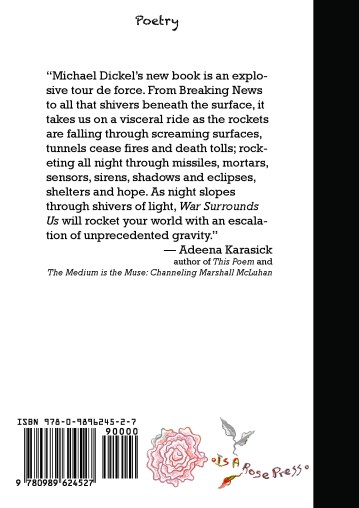Back cover of Michael Dickel's new book of poems, War Surrounds Us