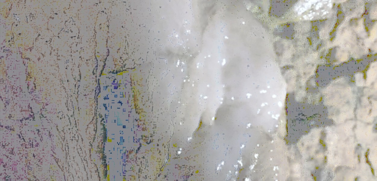 FlowStone 1 Digital art by Michael Dickel ©2016 stalactite Flowstone images from Upstate New York cavern photos by Michael Dickel iOS iPhone photography Adobe PhotoShop processing to accompany poem "Flowstone Time" by Michael Dickel