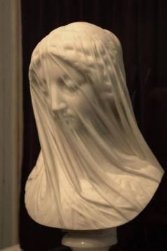 The Veiled Virgin Giovanni Strazza Marble 19th C. accompanies Michael Dickel's poem Veiled Lady