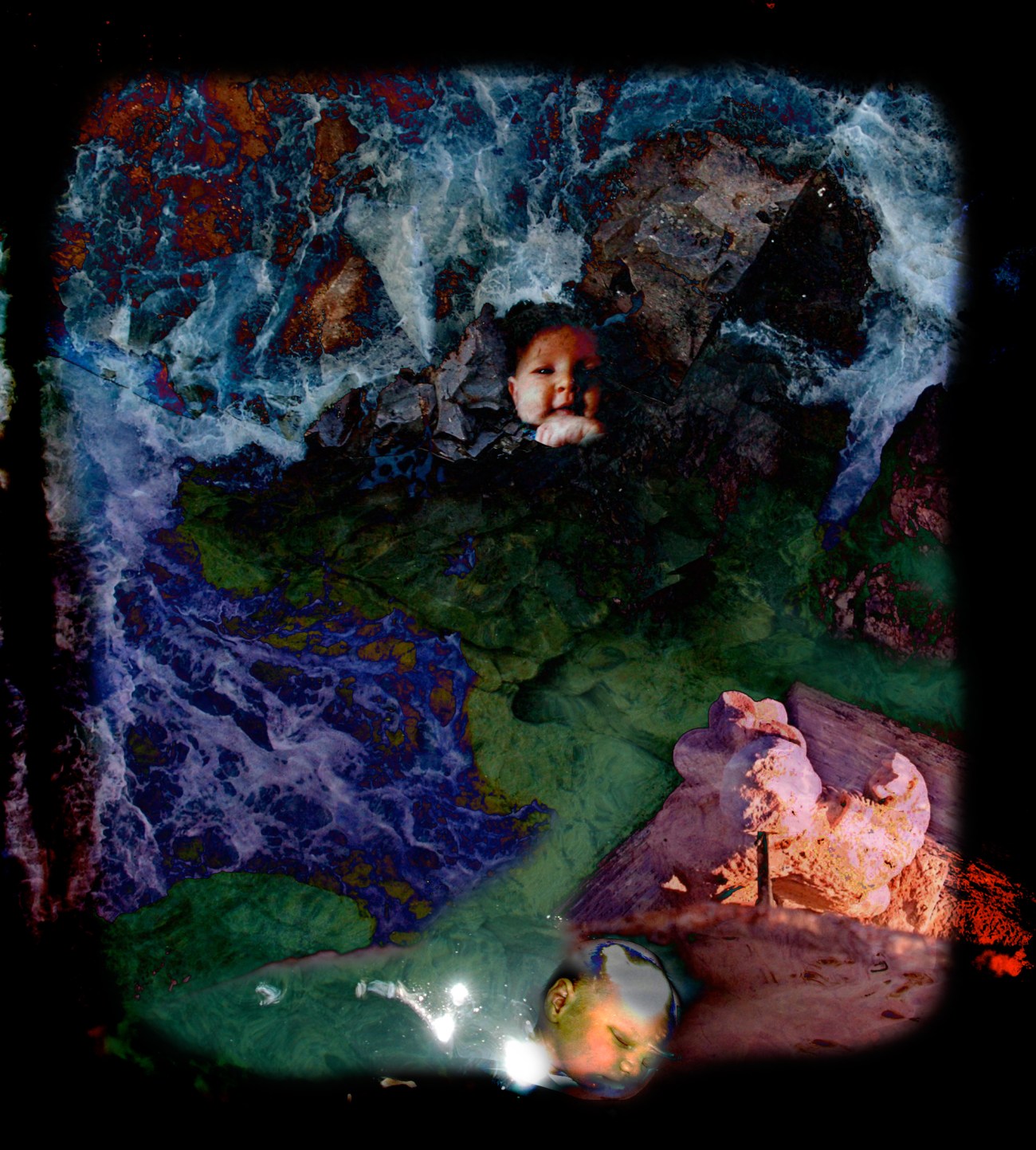 opaque and incomplete rock sheer surfaces sensible perhaps to those others never ready to begin Digital landscape from photos by Michael Dickel